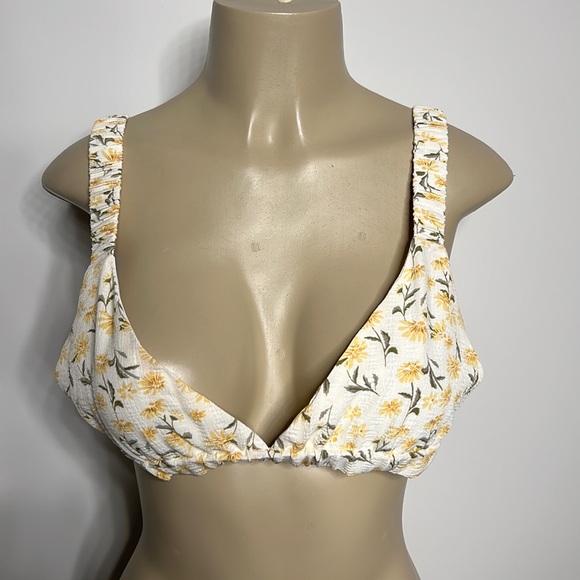 M.N.I white and yellow floral bikini top size Large - Picture 1 of 4